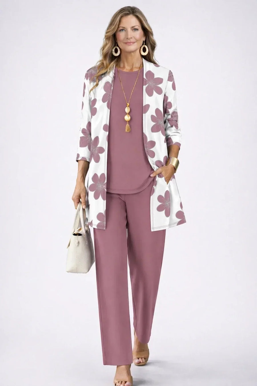 Marianne | Dusty Rose Floral Three-Piece Set