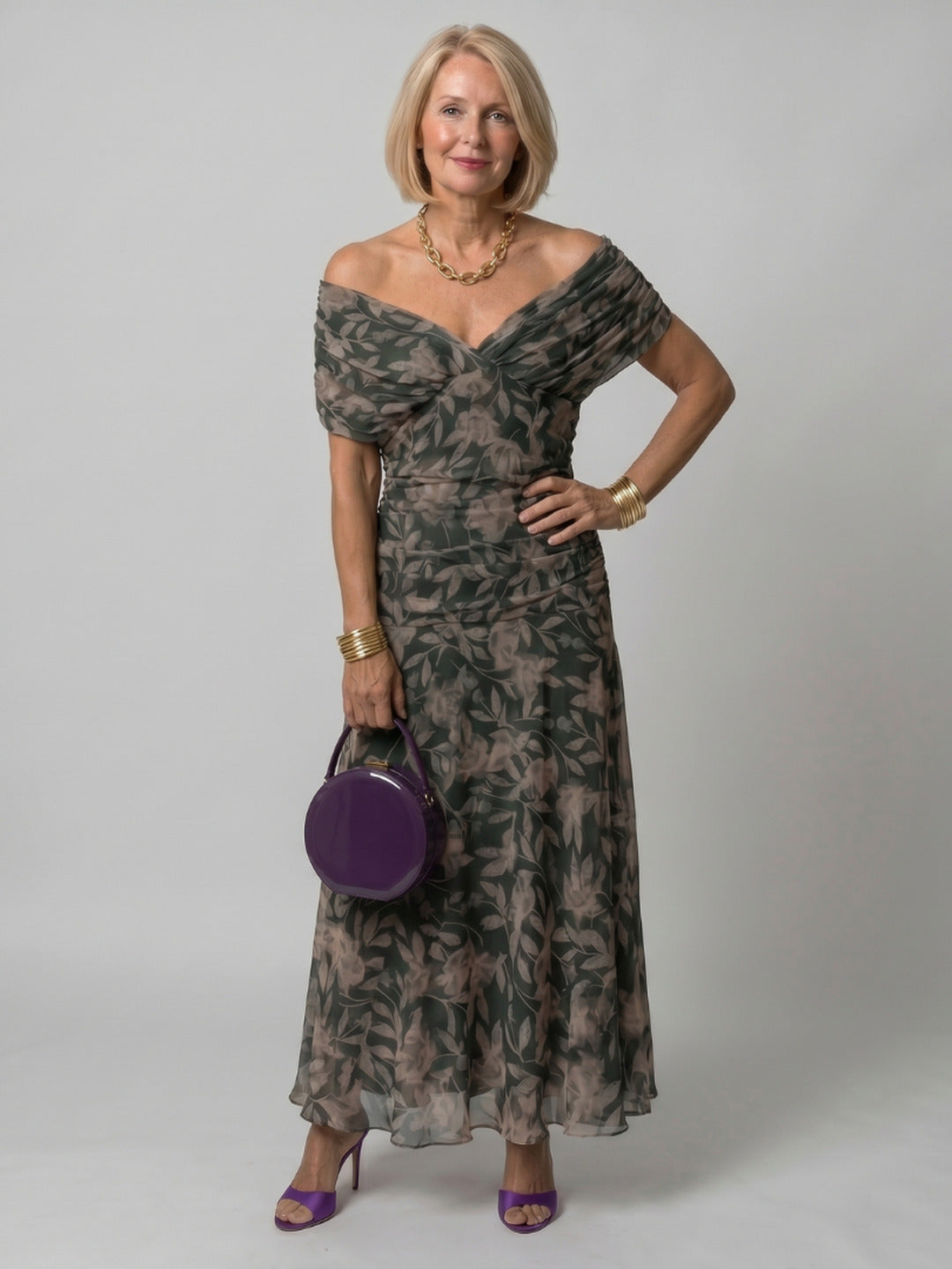 Jacqueline | Off Shoulder Flow Midi Dress