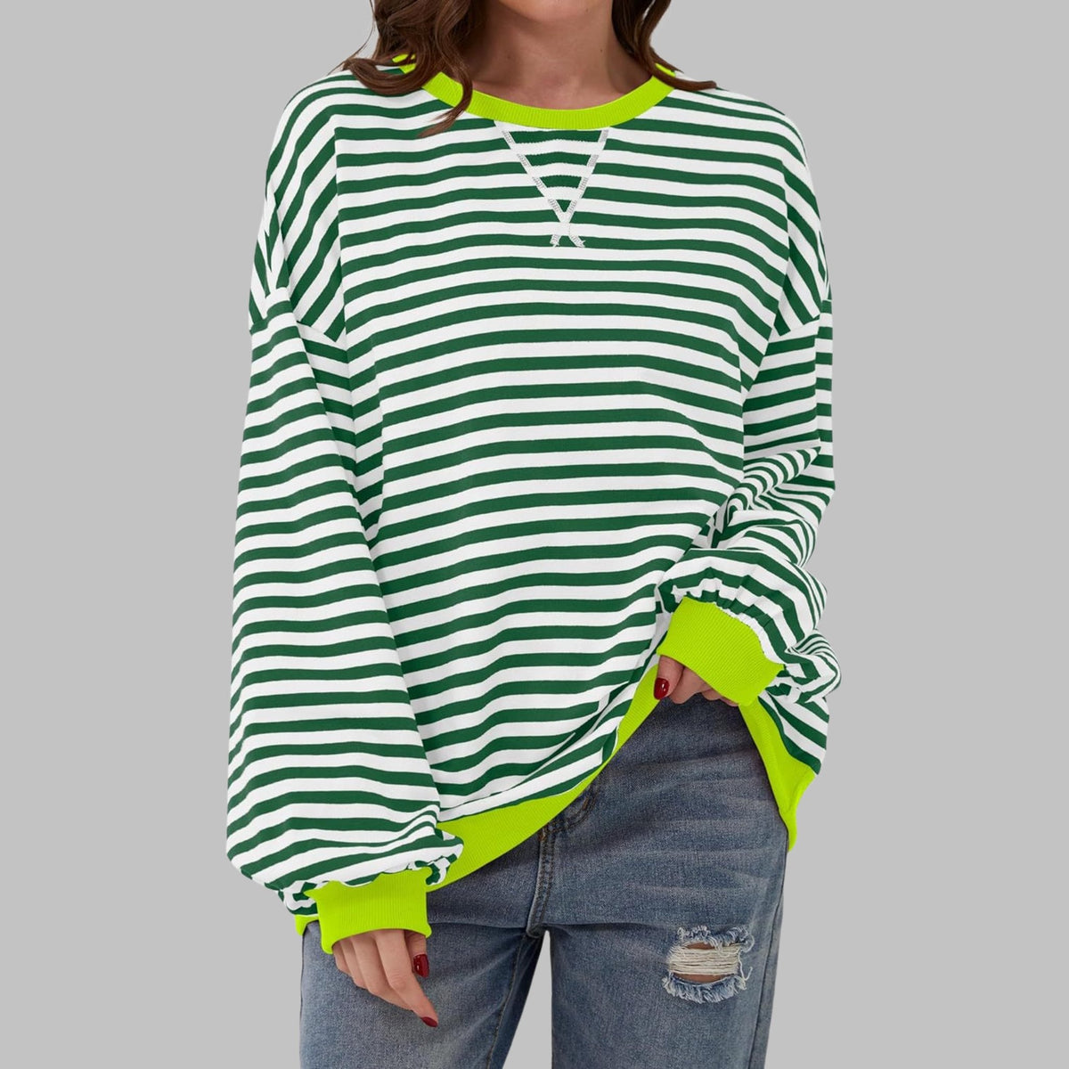 Lynne | Casual Long Sleeve Round Neck Striped Shirt
