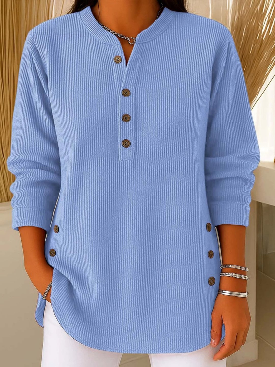 Damaris | Button Henley Tunic