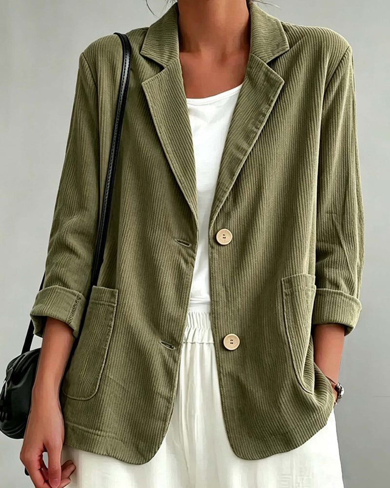 Urban Casual Single Breasted Corduroy Blazer