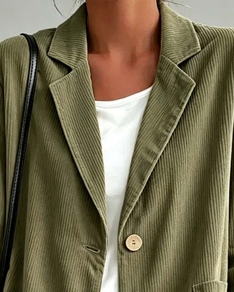 Urban Casual Single Breasted Corduroy Blazer
