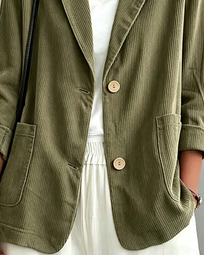 Urban Casual Single Breasted Corduroy Blazer