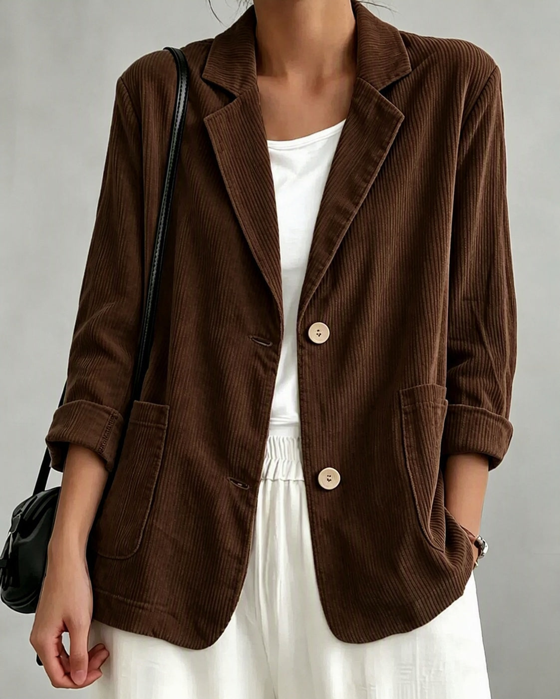 Urban Casual Single Breasted Corduroy Blazer