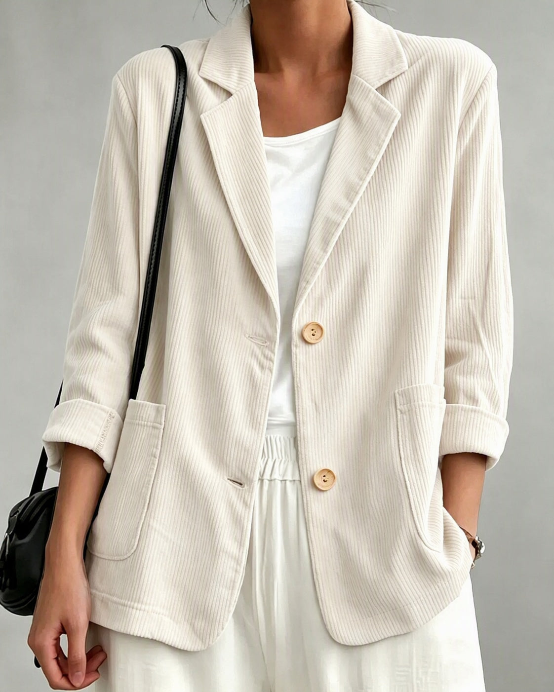 Urban Casual Single Breasted Corduroy Blazer