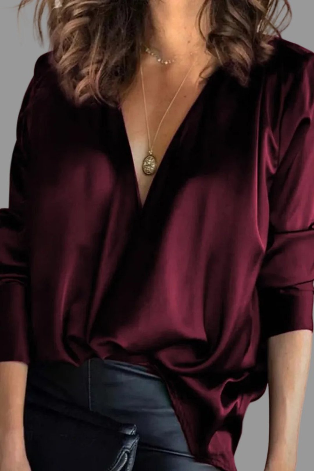 Racheal | Deep V-Neck Long Sleeve Top
