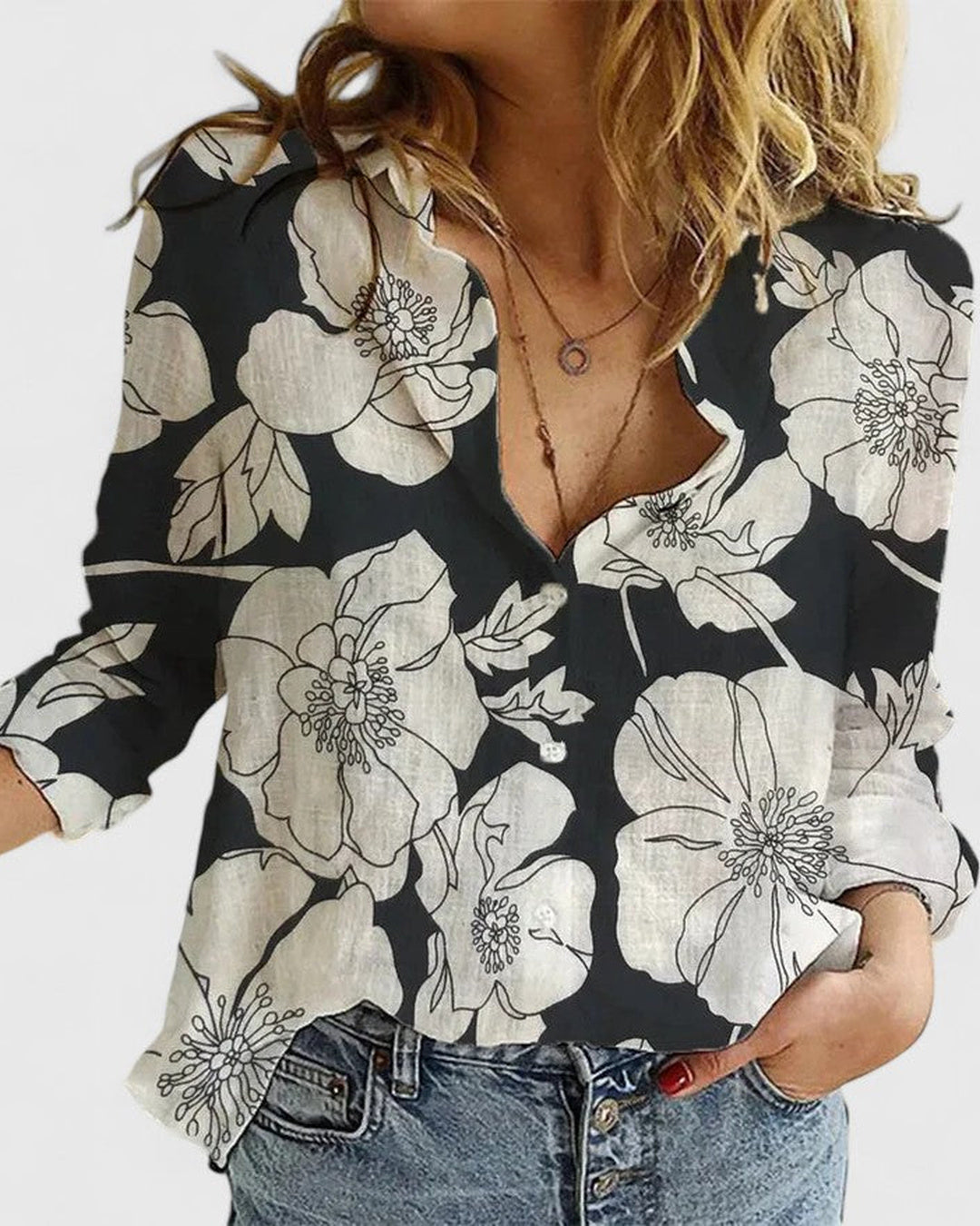 Cordelia | Women's Linen Button Down Shirt with Lapel Collar
