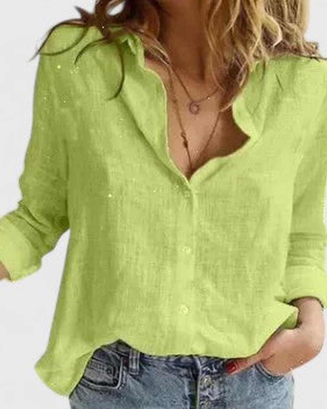 Cordelia | Women's Linen Button Down Shirt with Lapel Collar