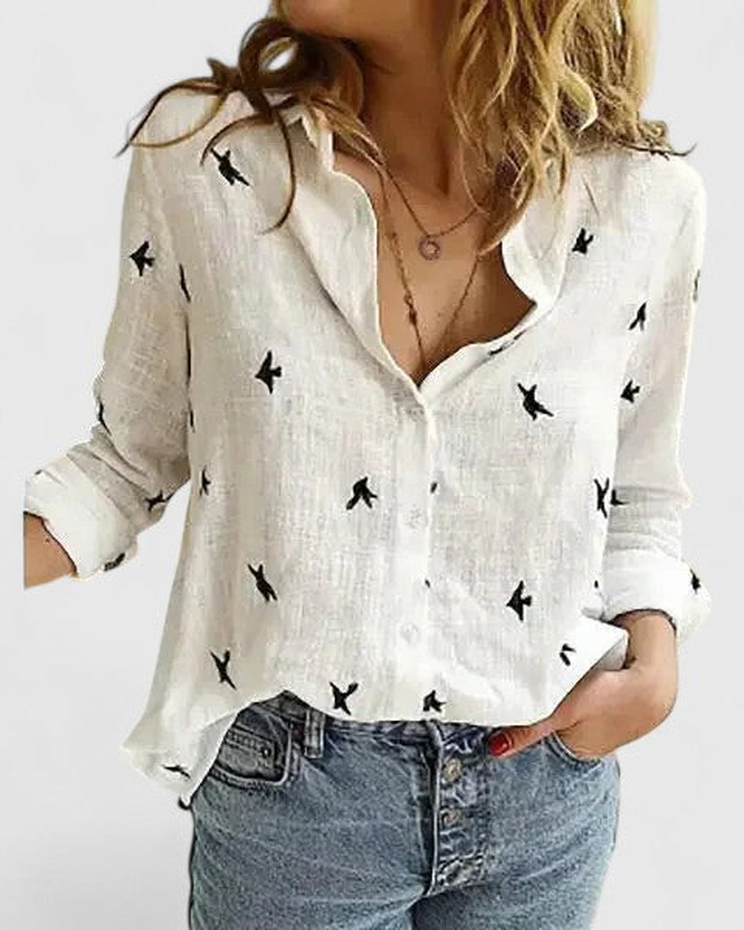 Cordelia | Women's Linen Button Down Shirt with Lapel Collar