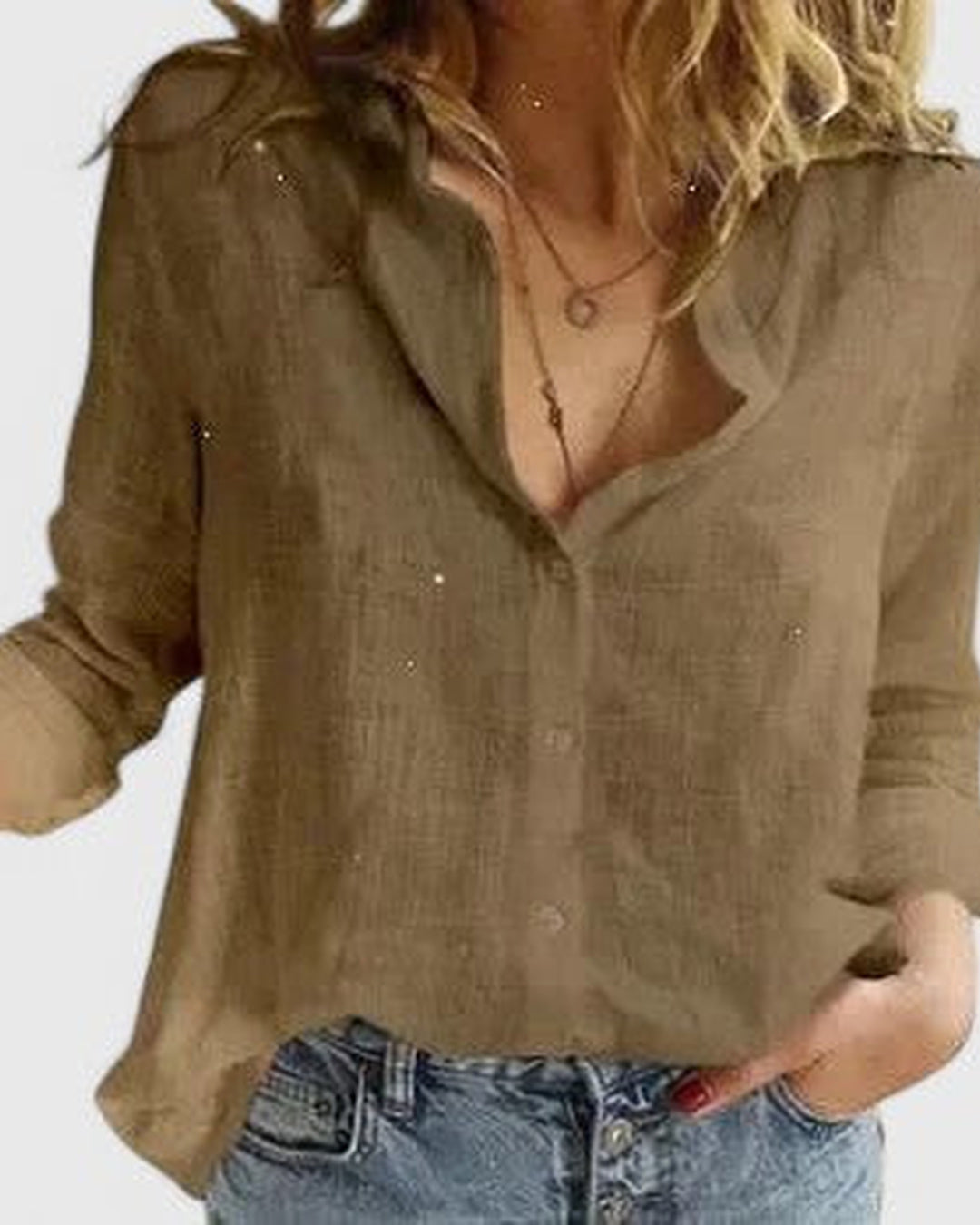 Cordelia | Women's Linen Button Down Shirt with Lapel Collar