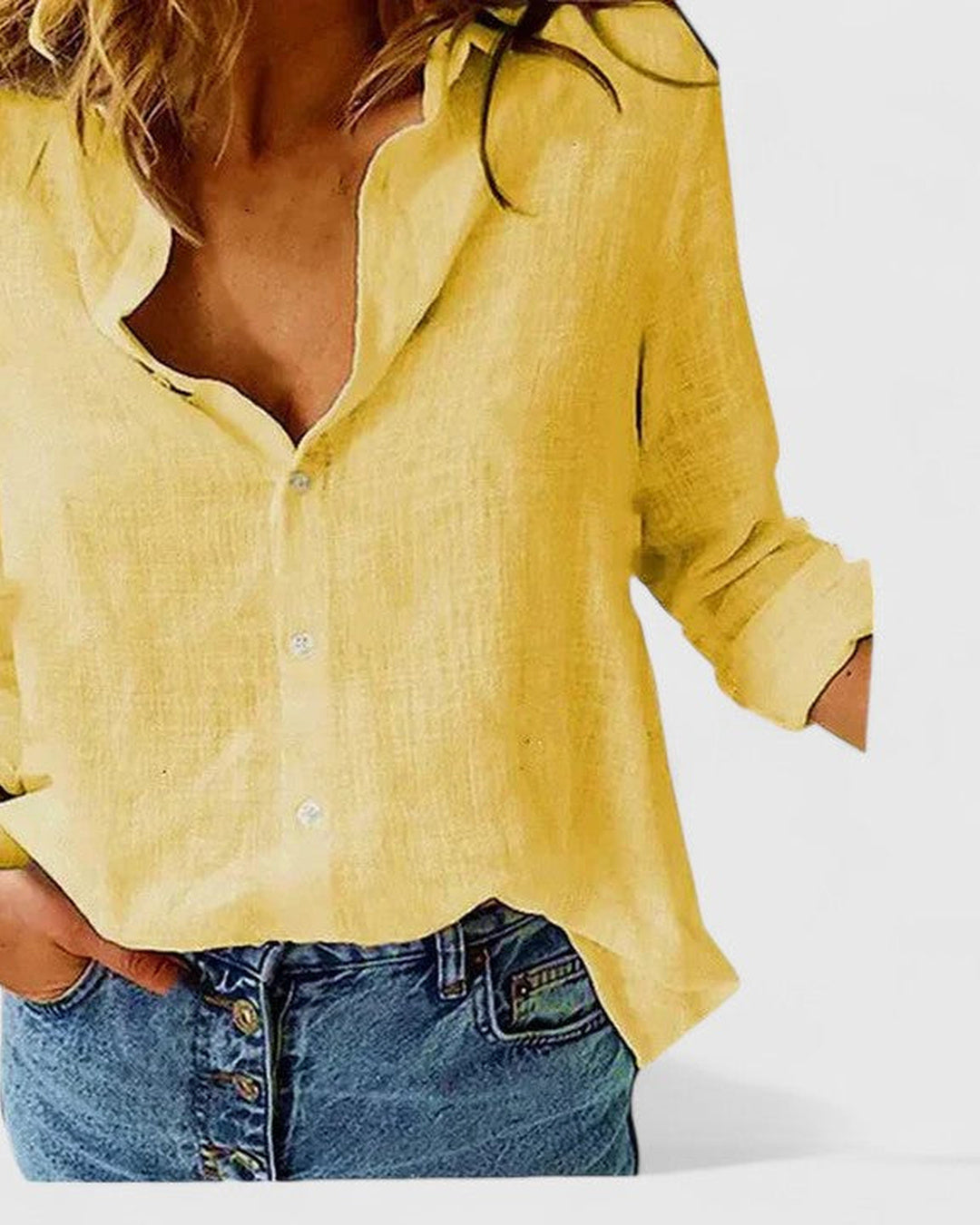 Cordelia | Women's Linen Button Down Shirt with Lapel Collar